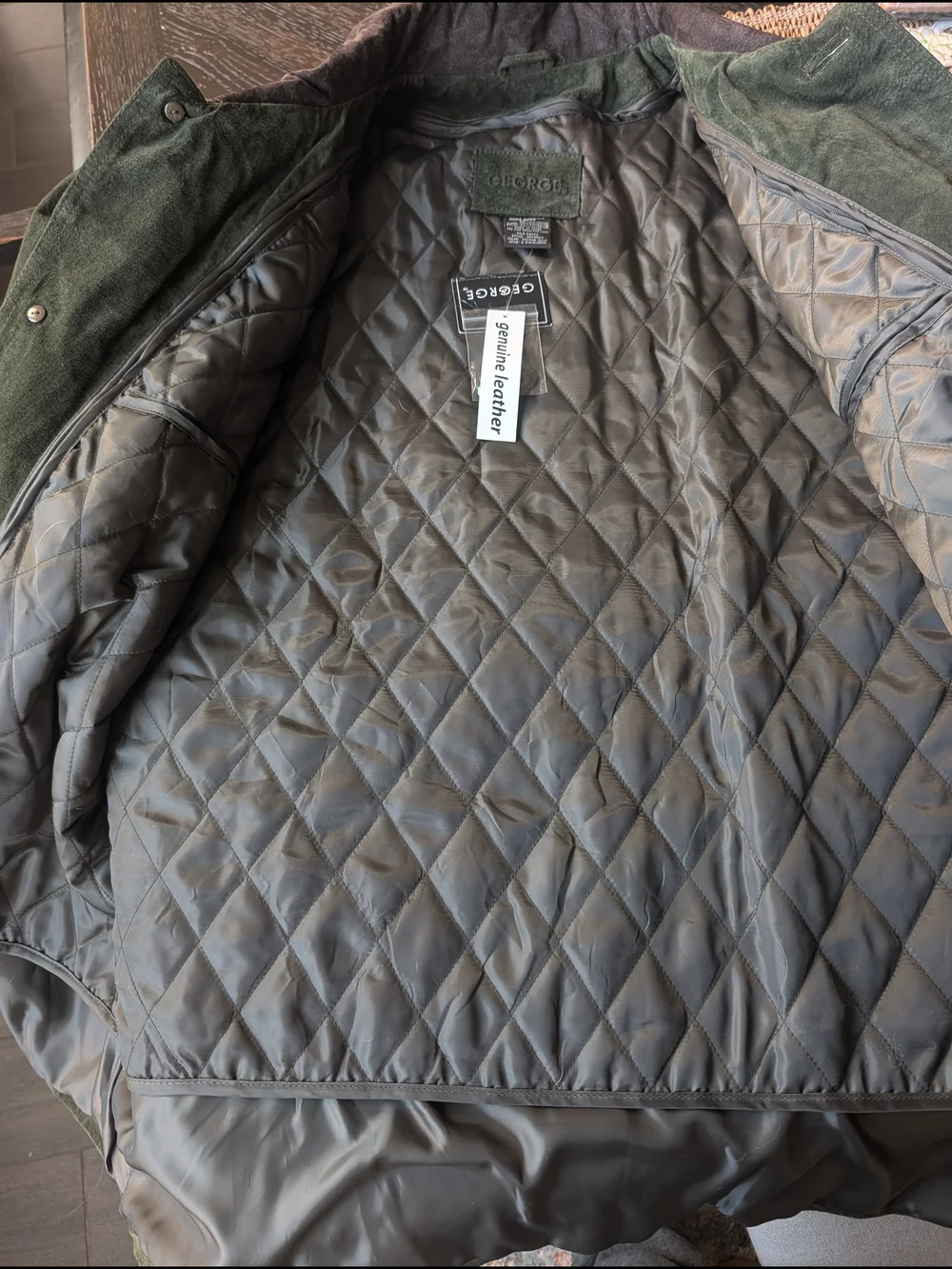 George Olive Green Suede Field Jacket, Barn Coat, Chore Jacket - Picture 2 of 3